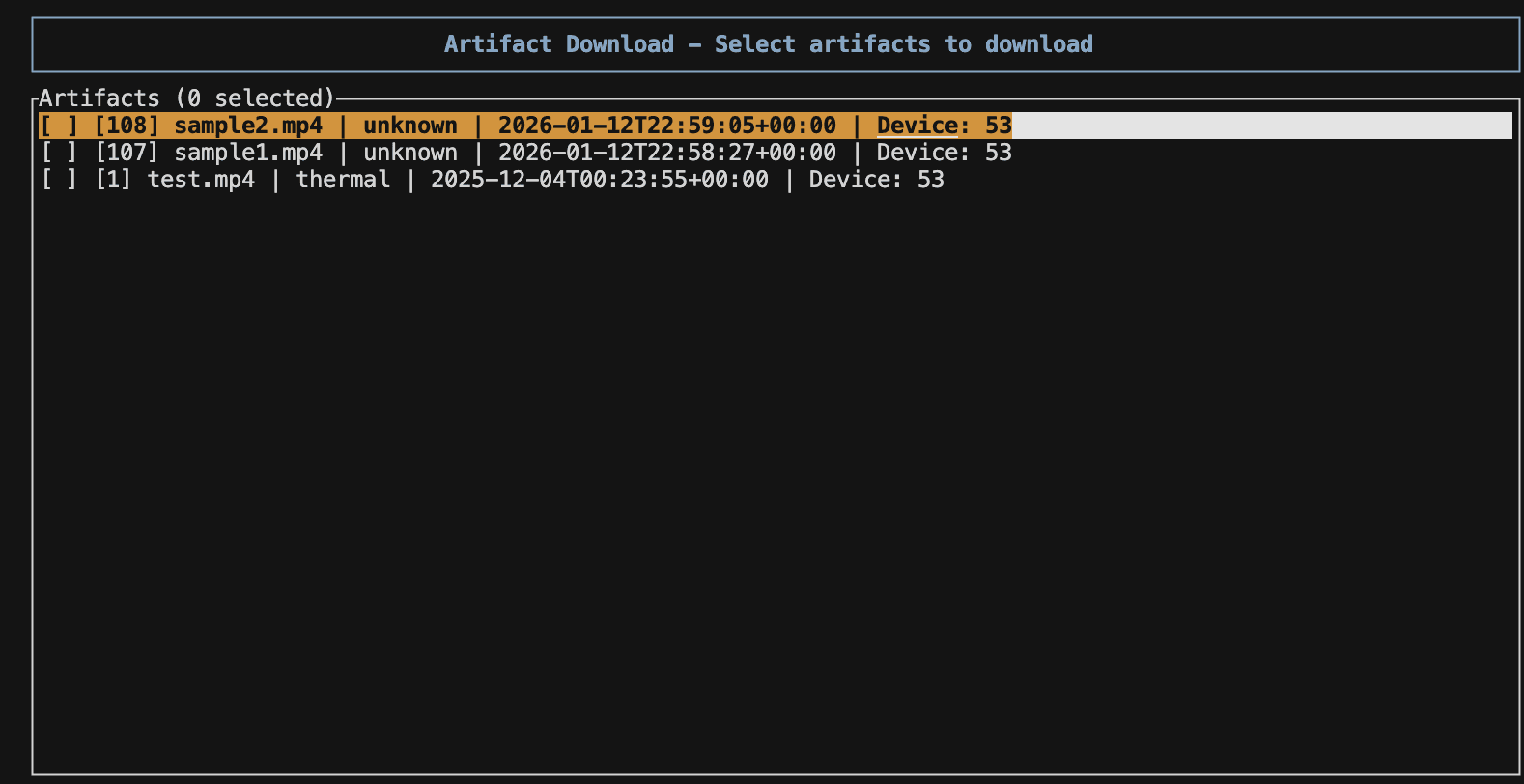 Artifact Download UI